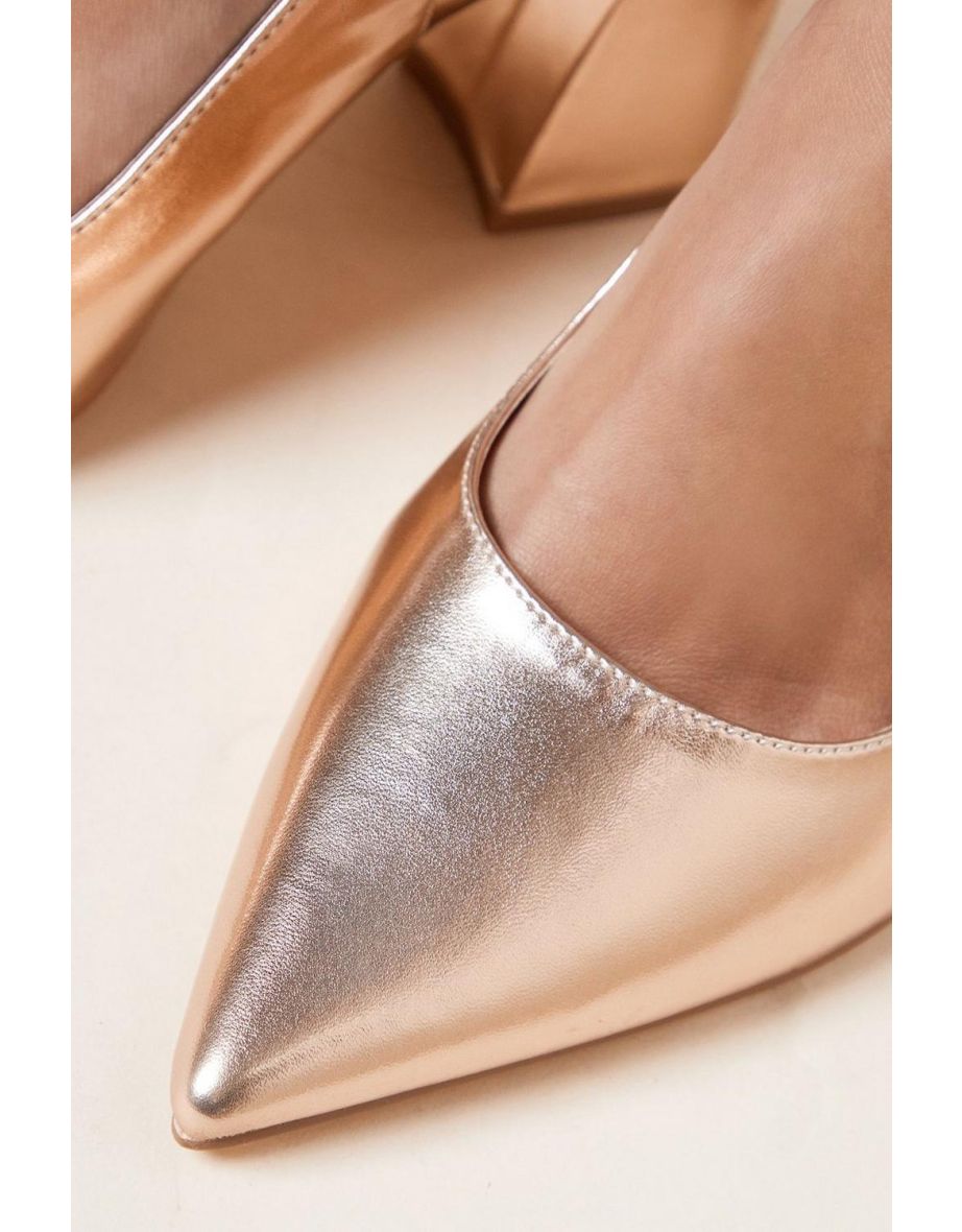 Wide Fit Ellens Pointed High Block Heel Slingback Court Shoes - 3
