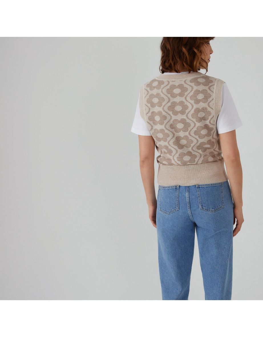Floral Jacquard Knitted Vest Top - 3
