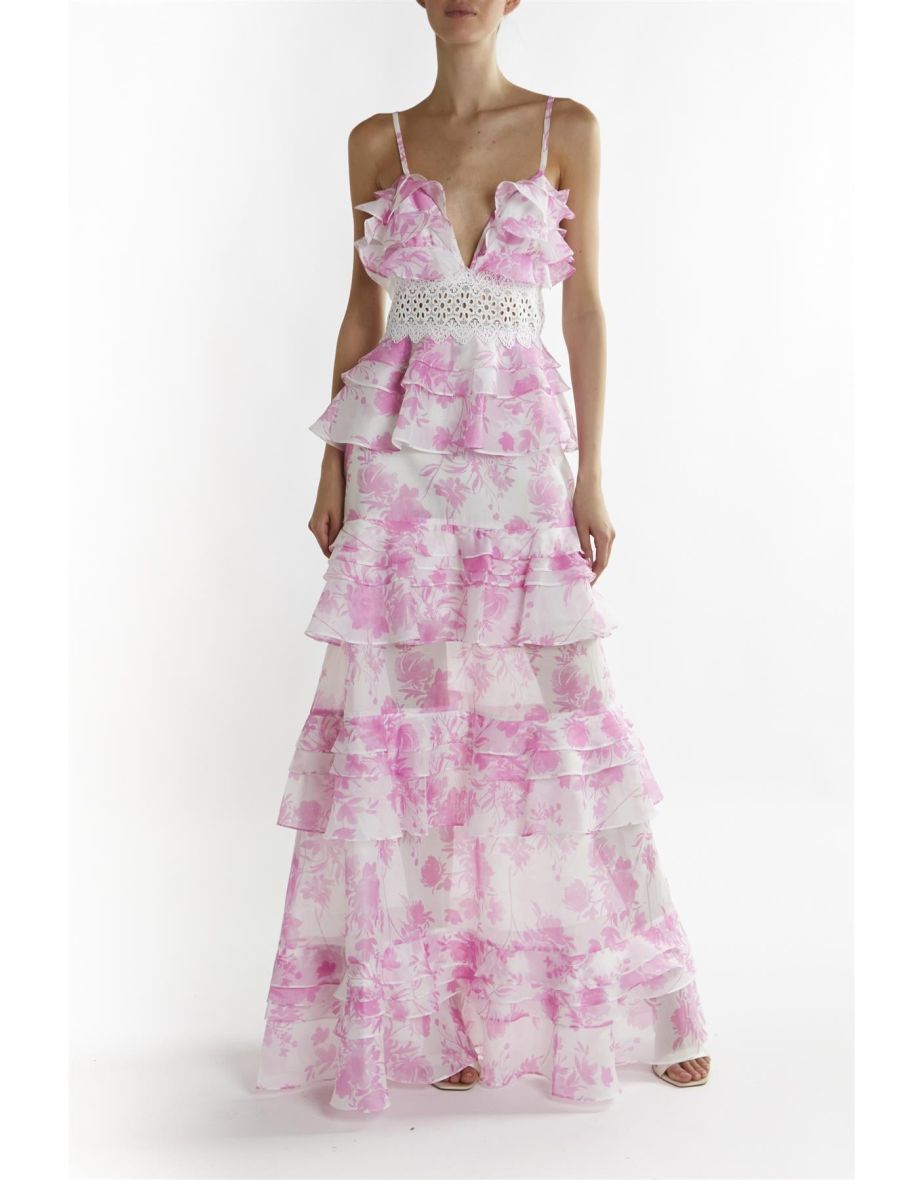 Candy-Pink Floral Mila V-Neck Maxi-Dress - 2