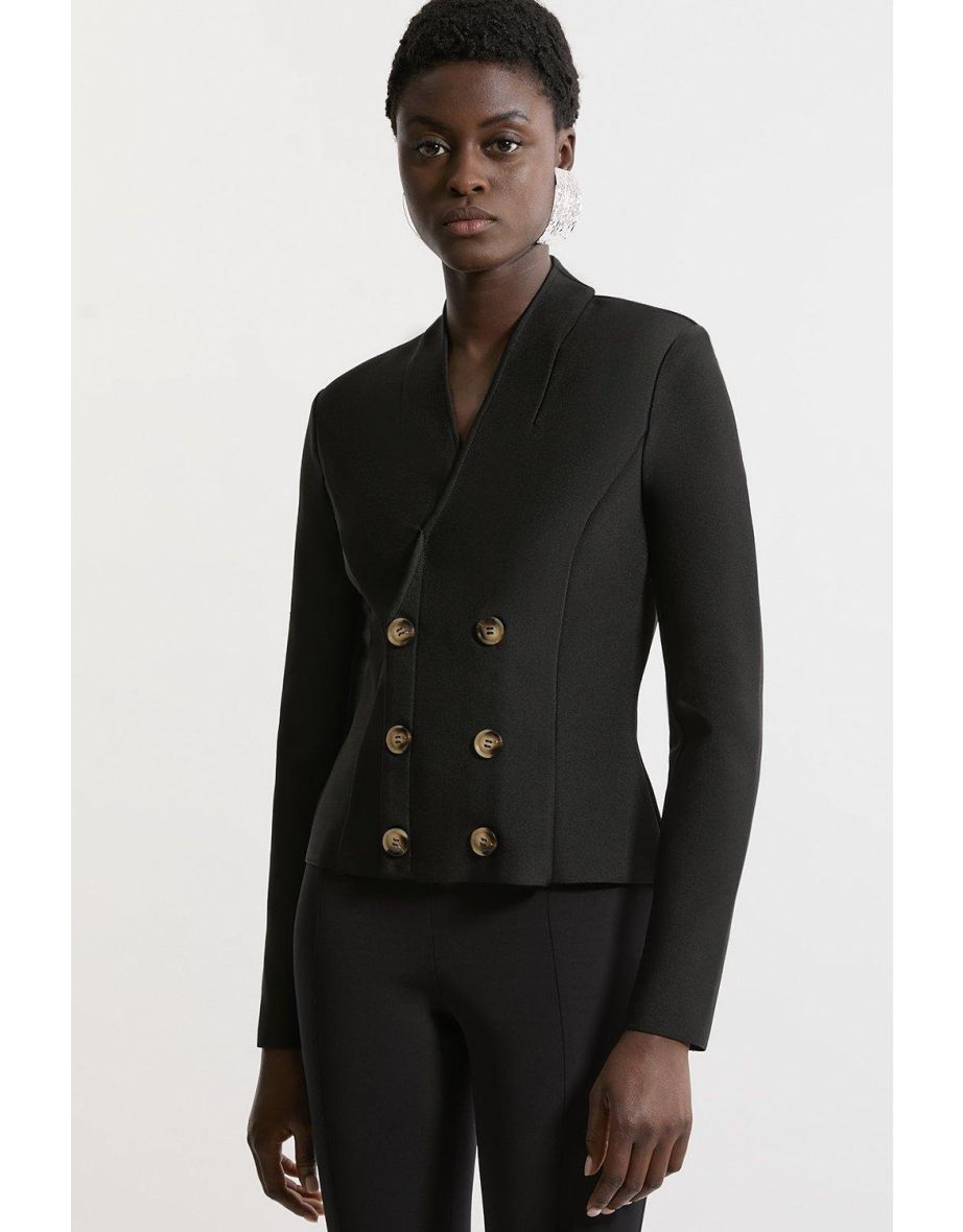 Figure Form Bandage Double Breasted Military Button Top