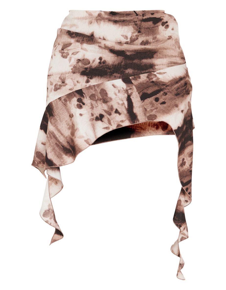 Shape Brown Tie Dye Lace Up Side Mini Skirt - 4