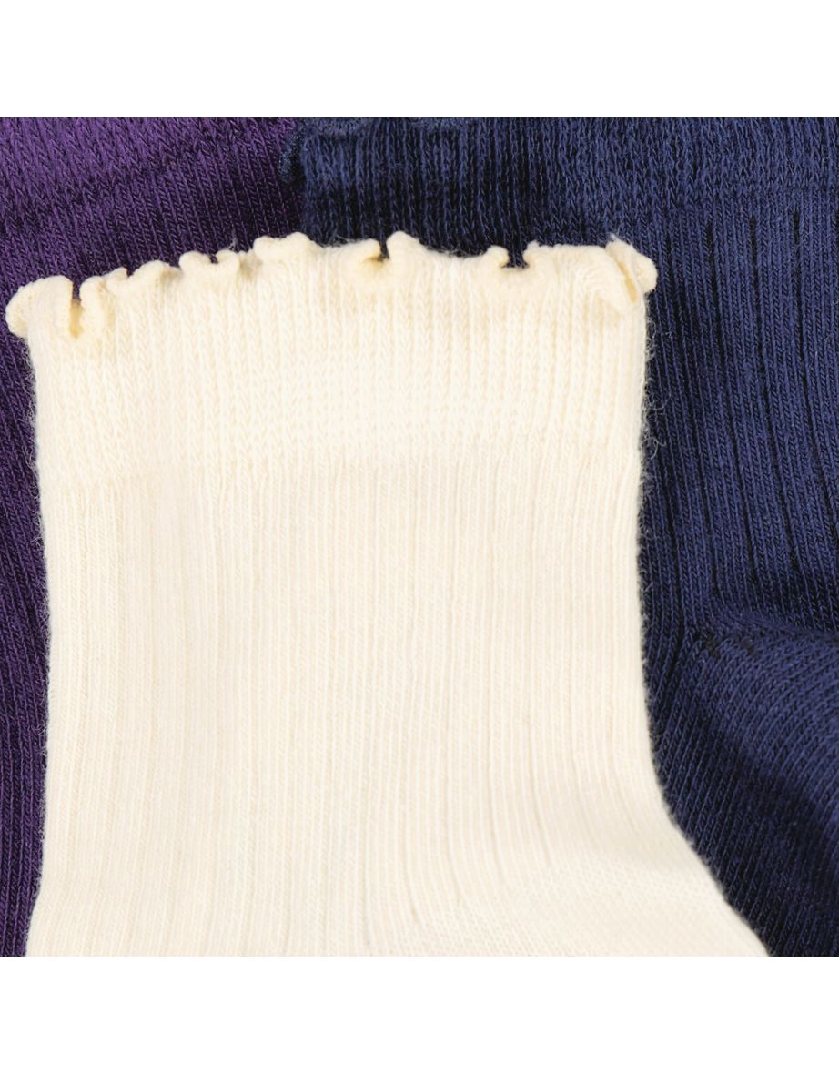 Pack of 3 Pairs of Trainer Socks in Cotton Mix with Ruffle Edging - 1