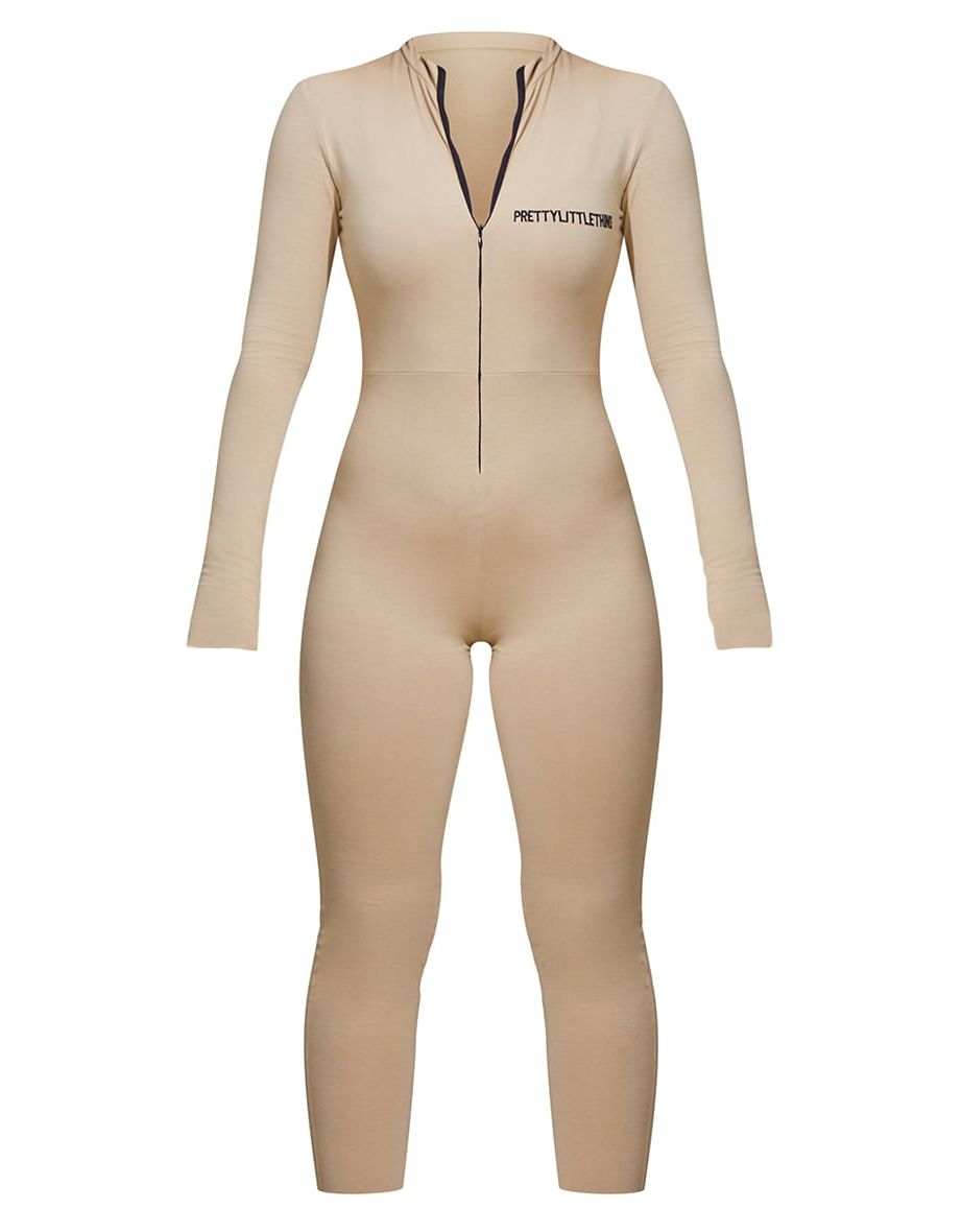 PRETTYLITTLETHING Stone Embroidered Zip Front Catsuit - 4