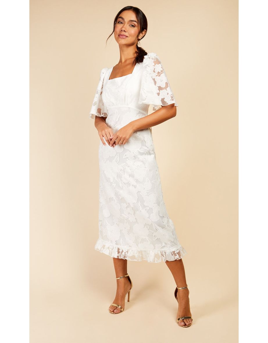White Floral Organza Midaxi Dress