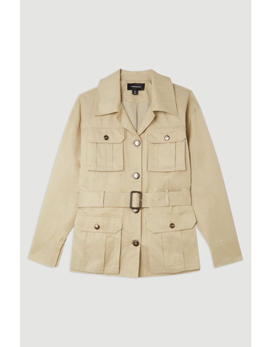 Tailored Cargo Pocket Belted Safari Jacket - 3