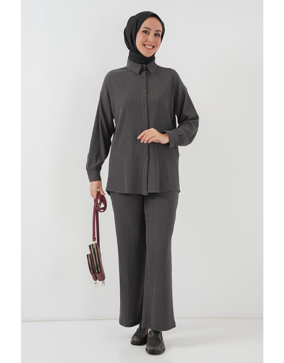 Knitted Hijab Two Piece Suit - Anthracite