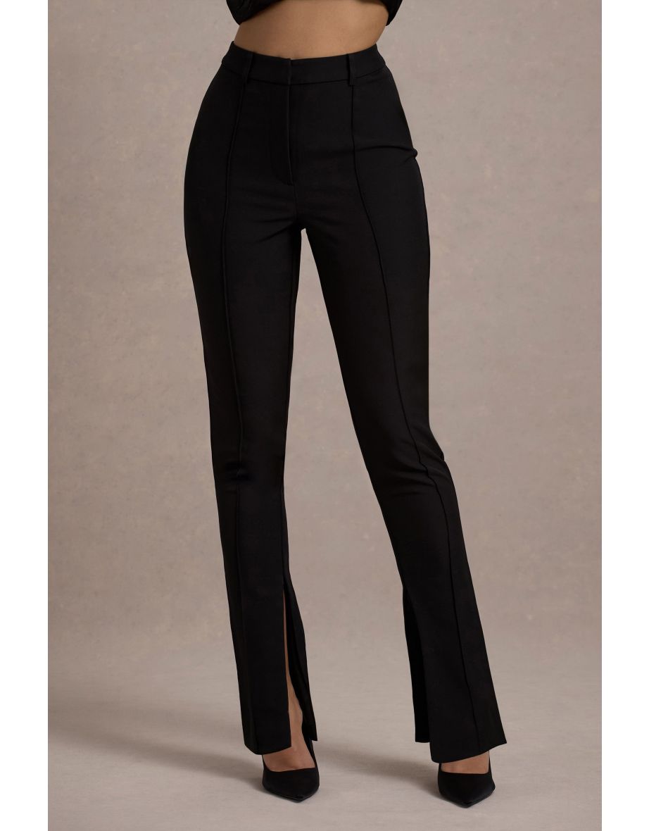 Wonder Woman | Black High Waist Straight Leg Trousers With Hem Split - 4