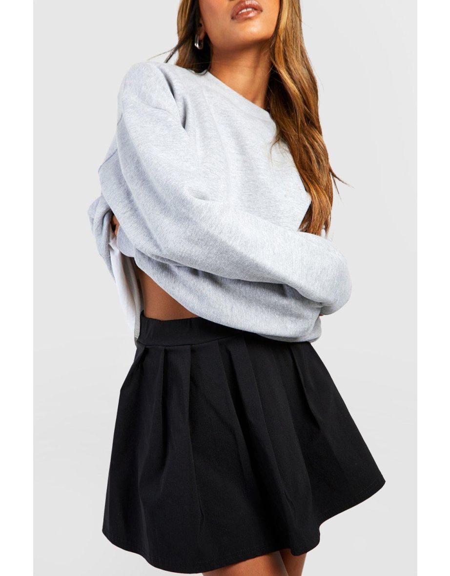 Stretch Pleated Mini Skirt - black - 3
