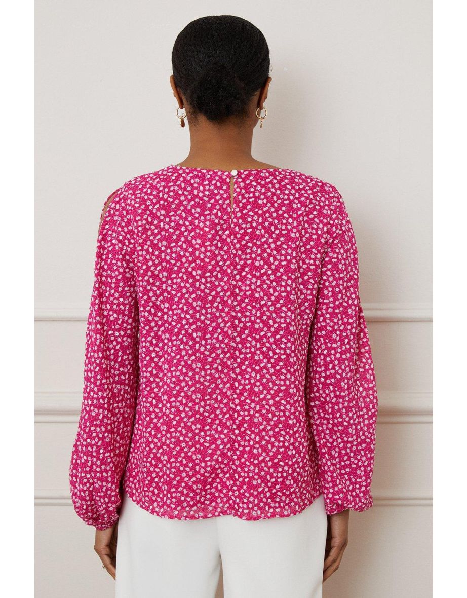 V Neck Split Sleeve Blouse - 2