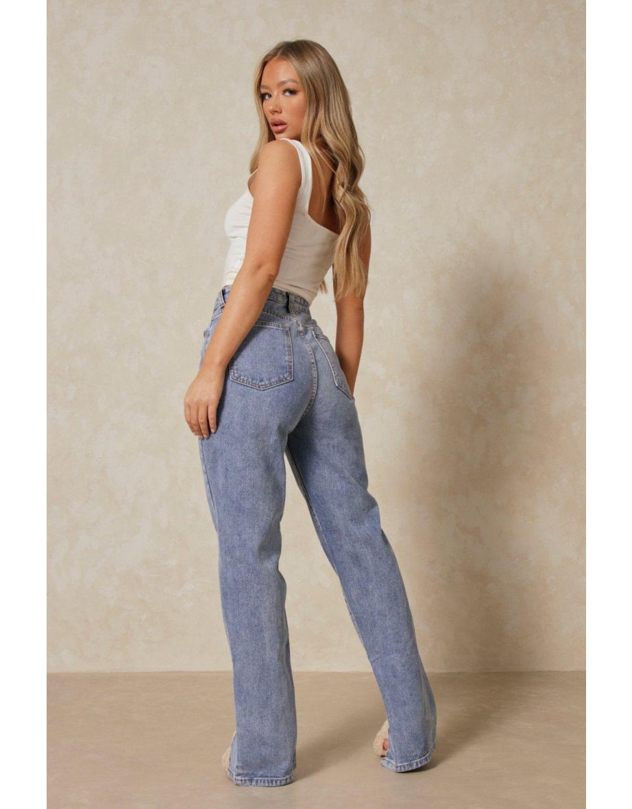 Straight Leg Seam Detail Split Front Jean - 2