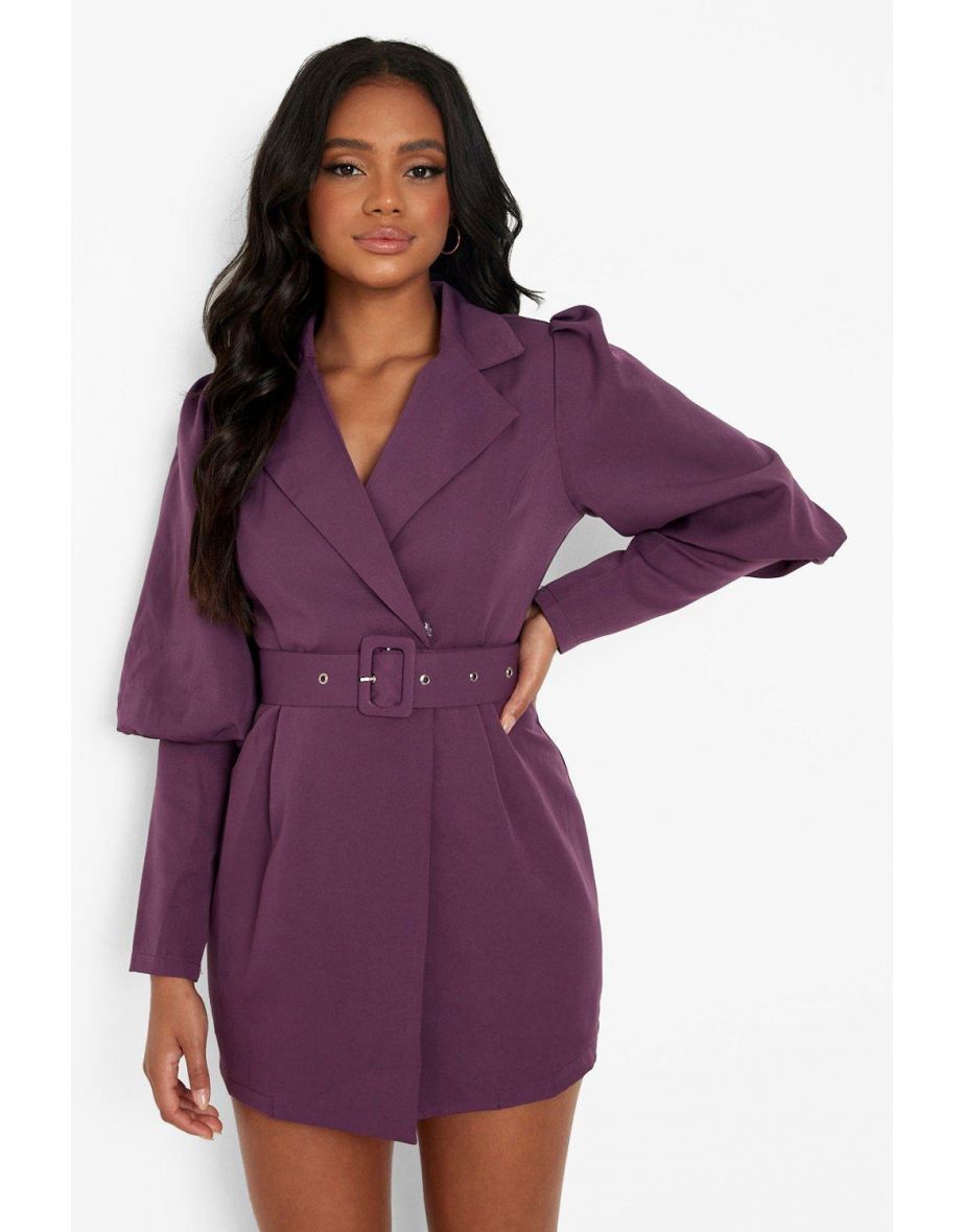 Sale Missguided Long Sleeve Belted Dress Mauve Size 4