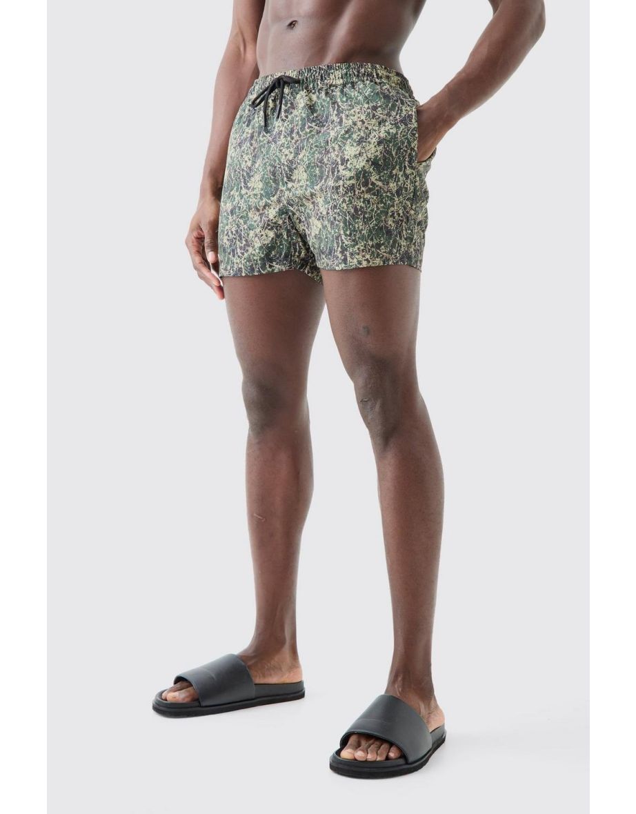 Short Length Camo Swim Short - khaki