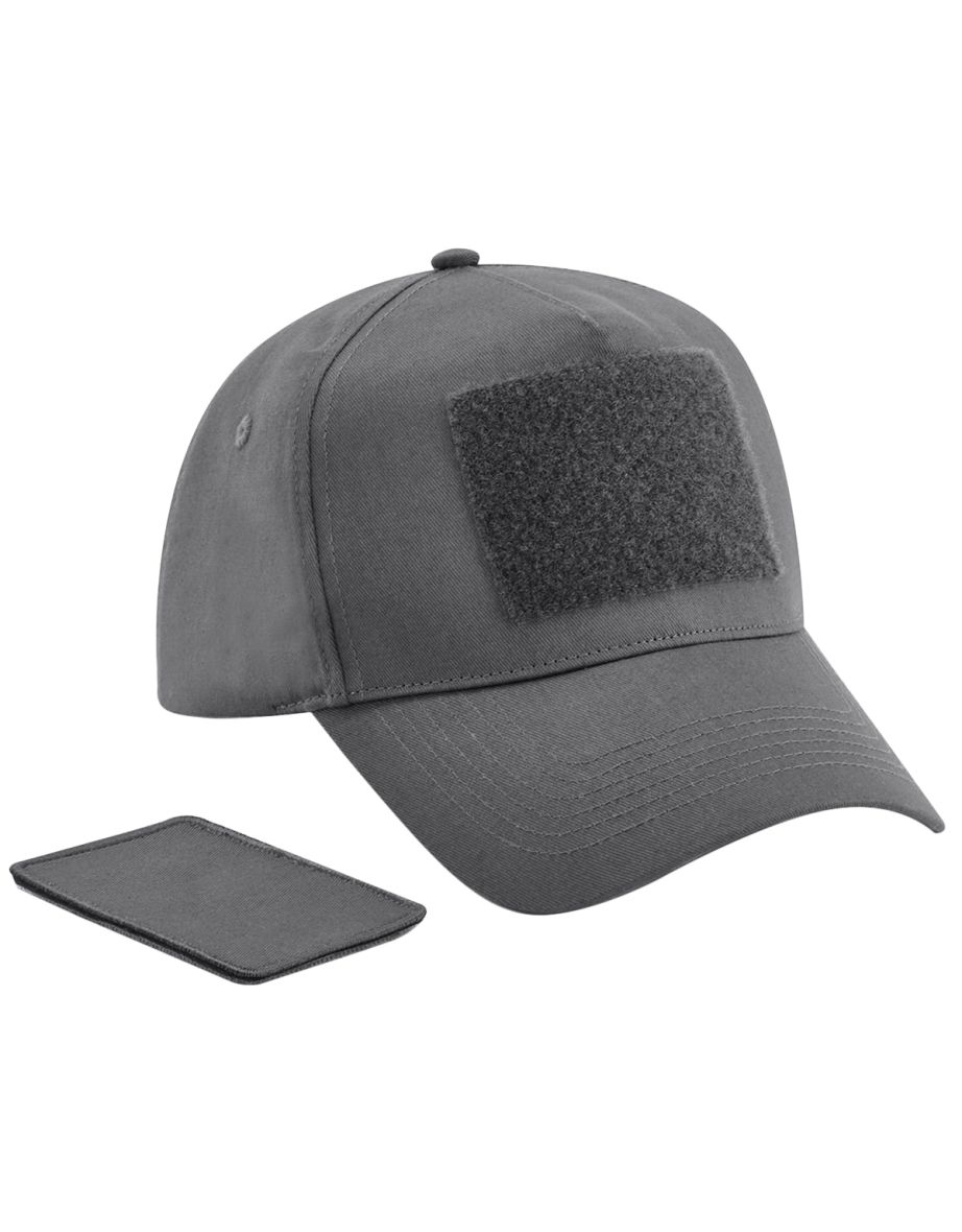 Beechfield 5 Panel Removable Patch Baseball Cap - Graphite Grey