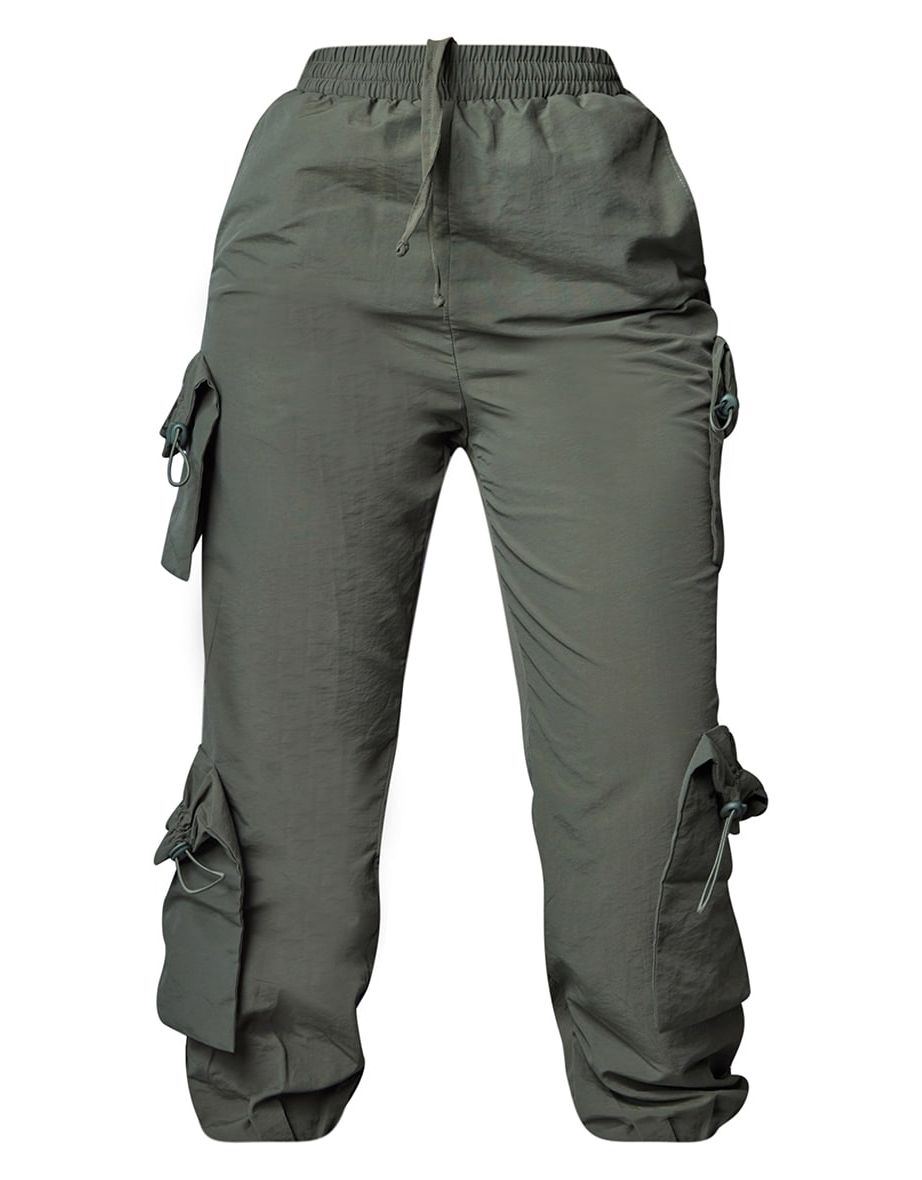 Petite Khaki Nylon Pocket Detail Cargo Jogger - 4