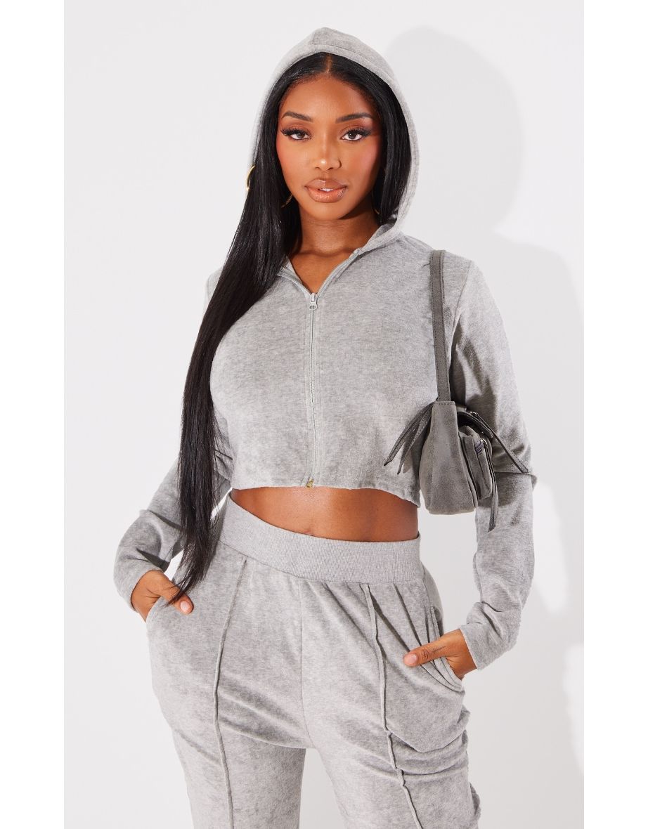 Charcoal cropped hoodie sale