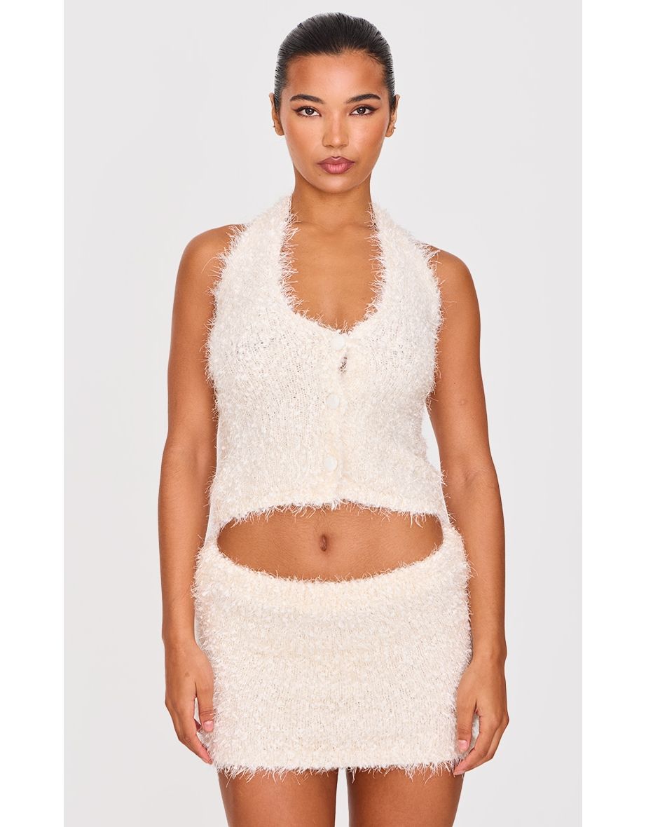 Shop Cream Bobble Eyelash Knit Mini Skirt Prettylittlething