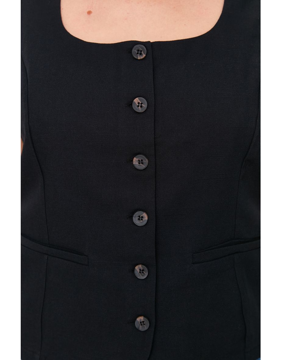 Black Square Neck Vest - 7
