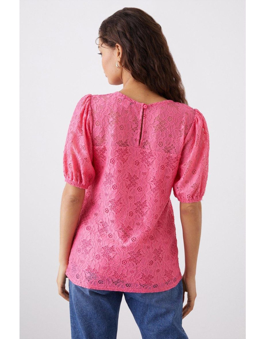Petite Pink Lace Top - 2