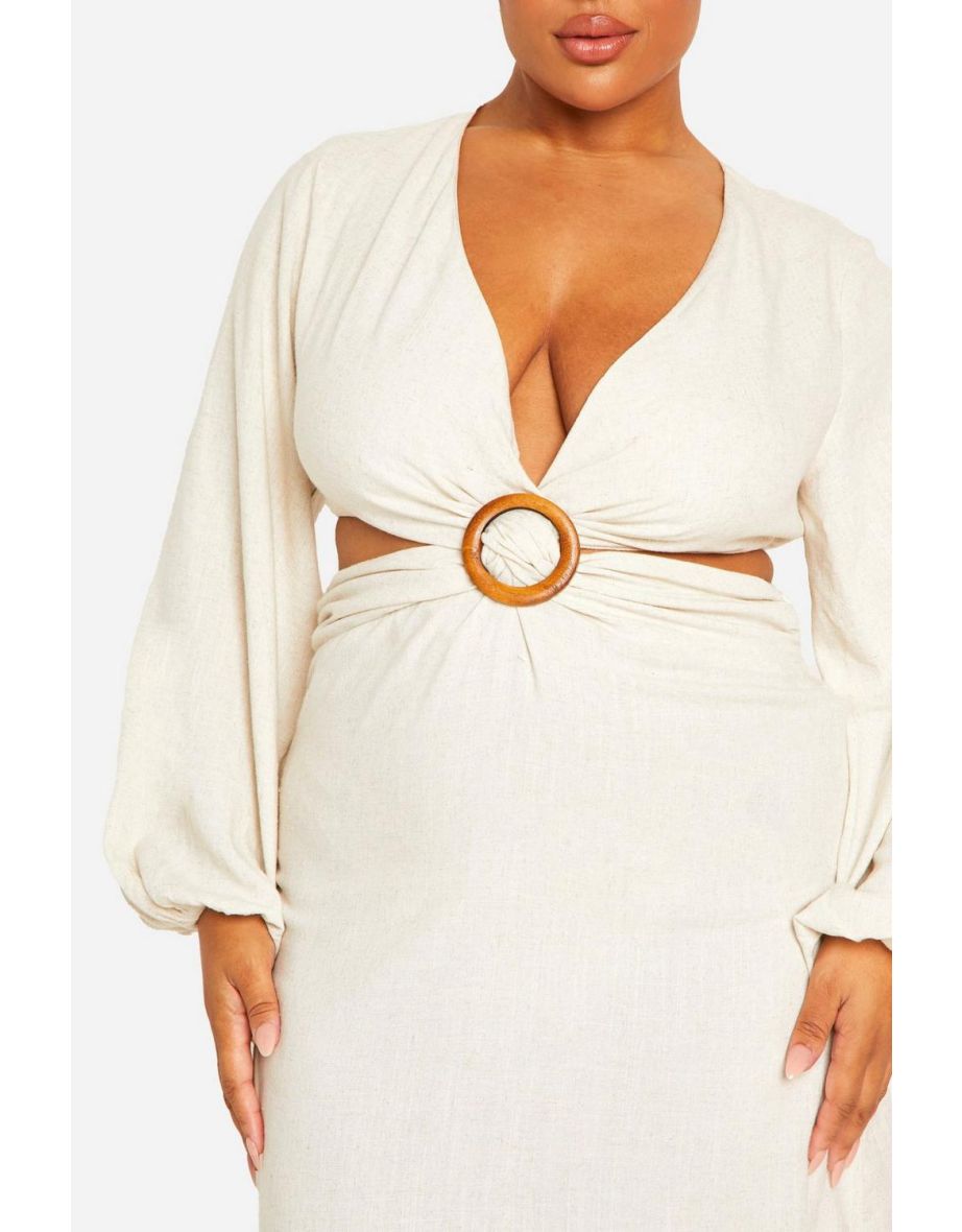 Plus Abstract Cut Out Mini Dress - stone - 3