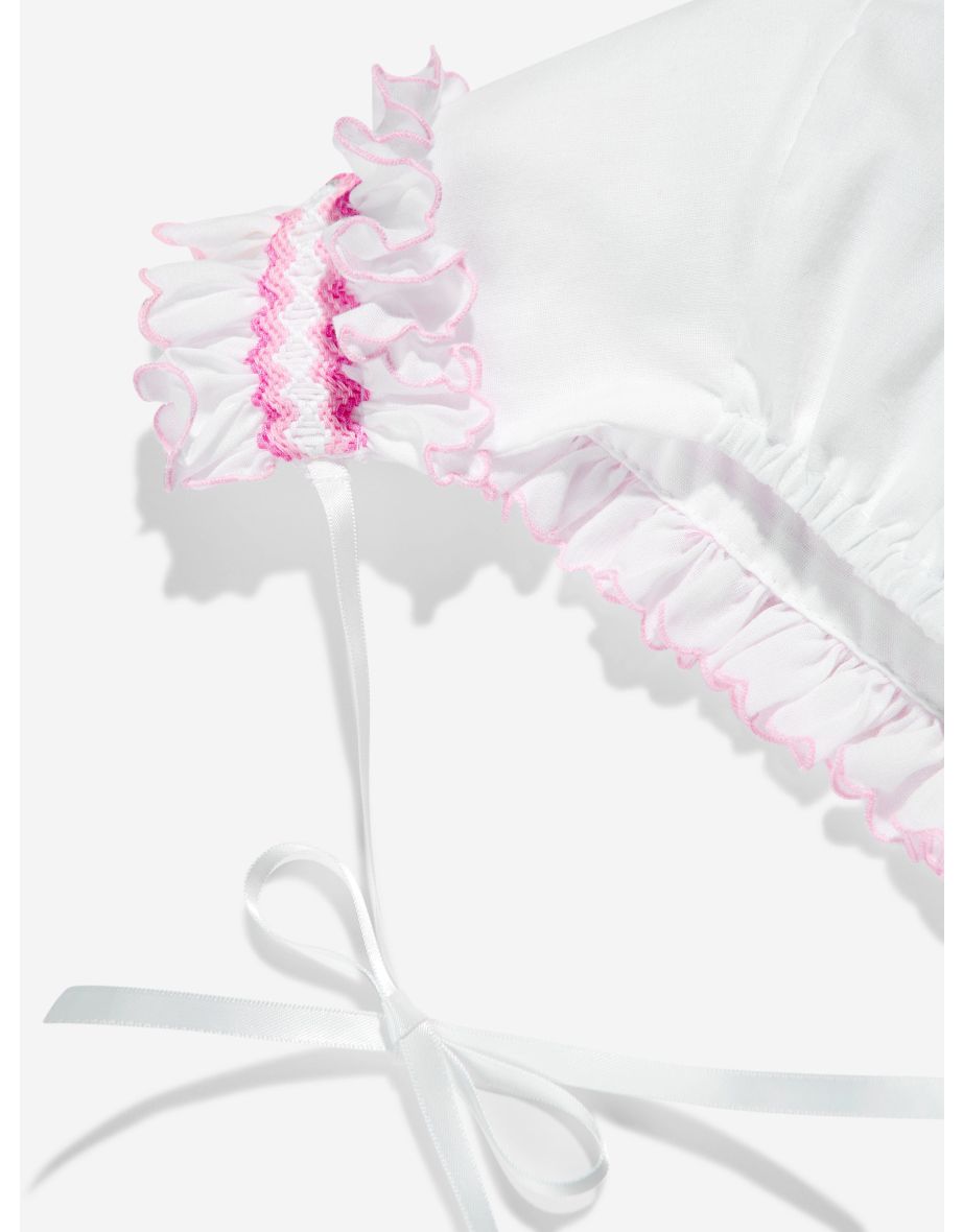 Baby Girls Bonnet in White - 3