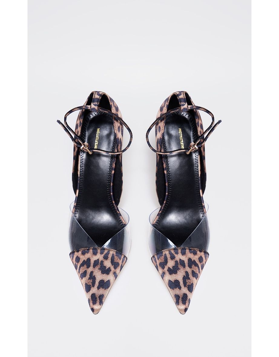 Leopard Satin Perspex Point Toe Court Heels - 3