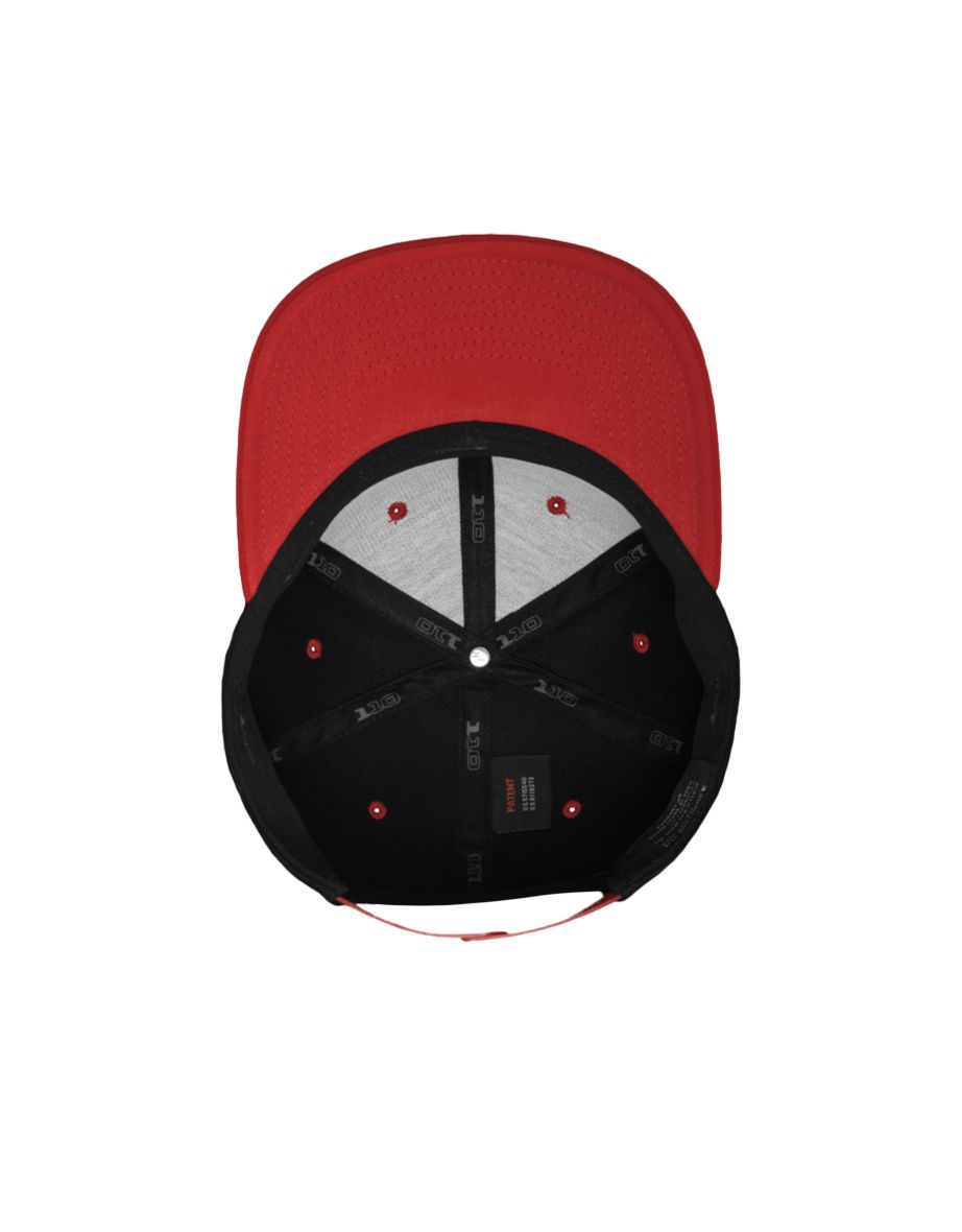 Yupoong Flexfit Unisex 110 Plain Fitted Snapback Cap - Black/Red - 2