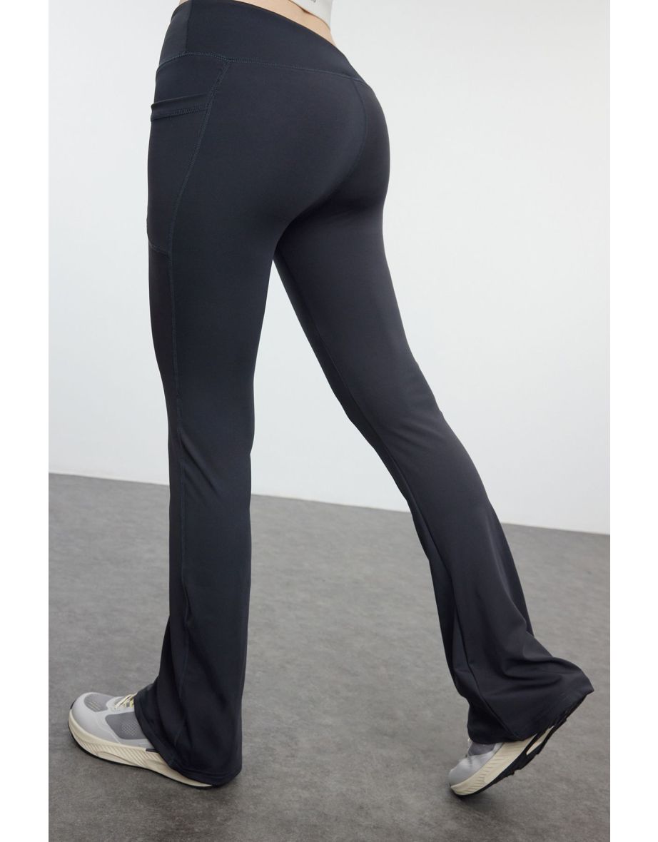 Dark Anthracite Scuba/Diving Fabric Relaxed Cut Spanish Leg Knitted Sports Sweatpants - 4