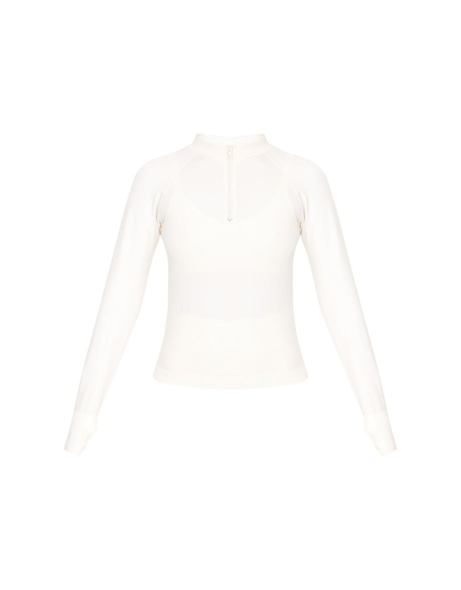 Butter Cream Seamless Half Zip Gym Top - 4