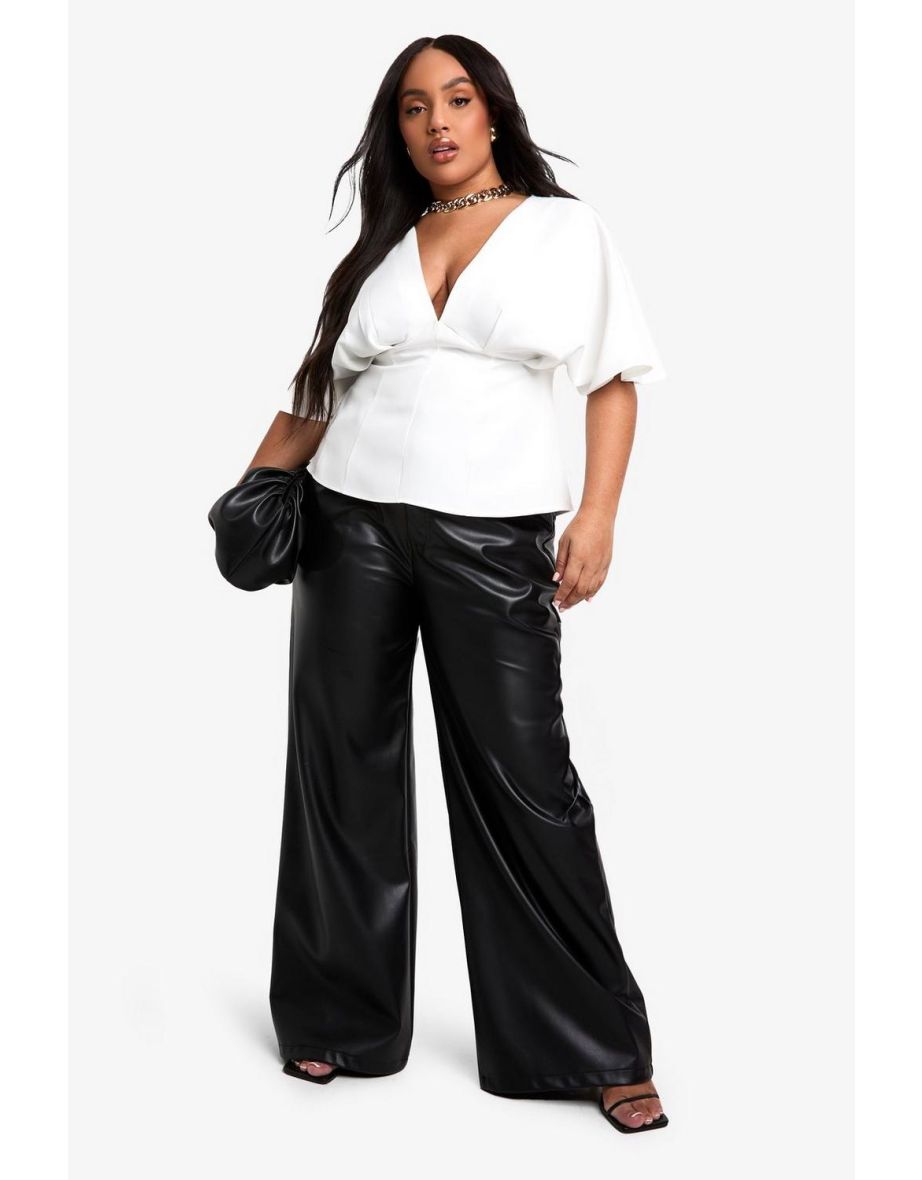Plus PLUNGE ANGEL SLEEVE SMOCK TOP