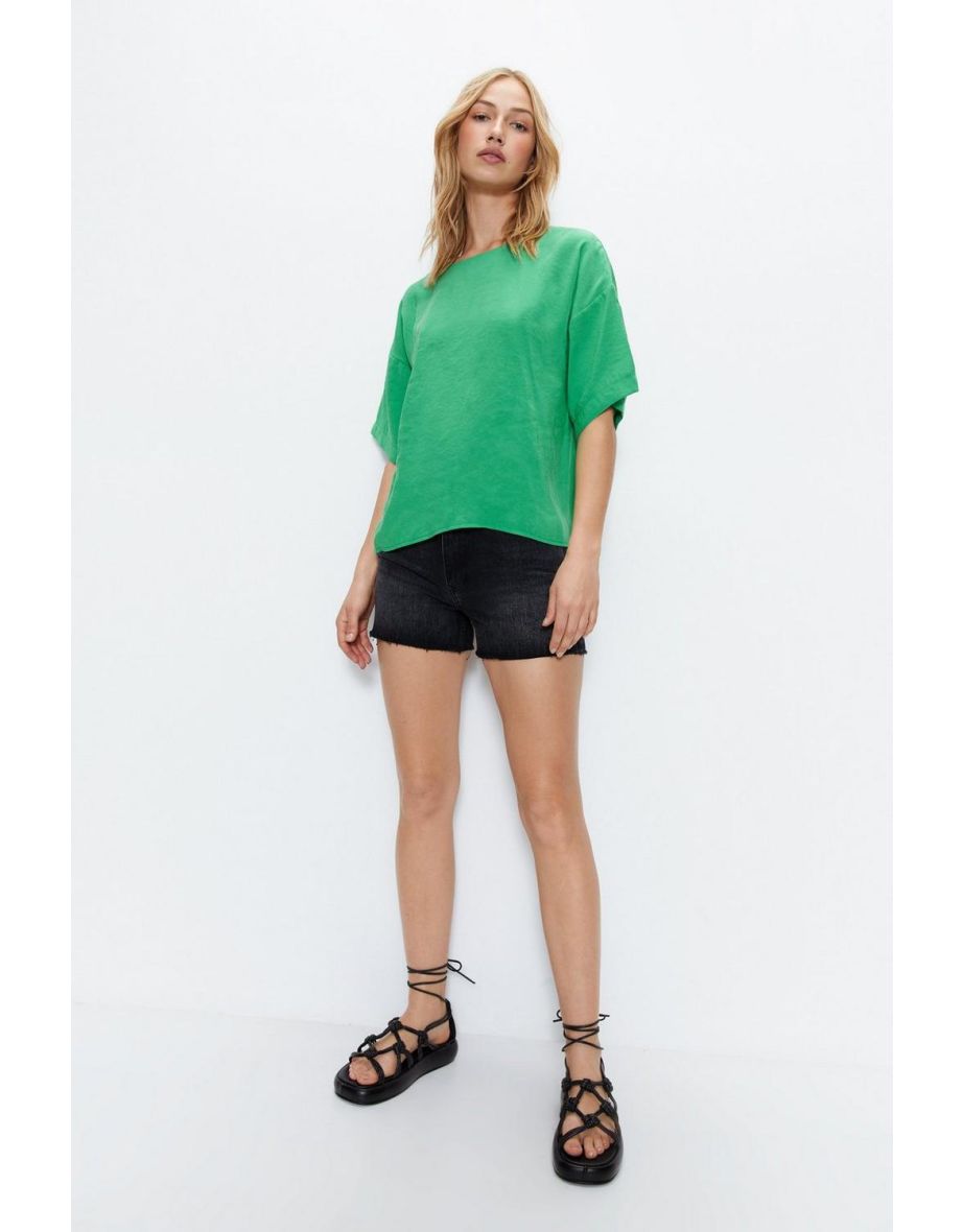Short Sleeve Textured Woven Tee