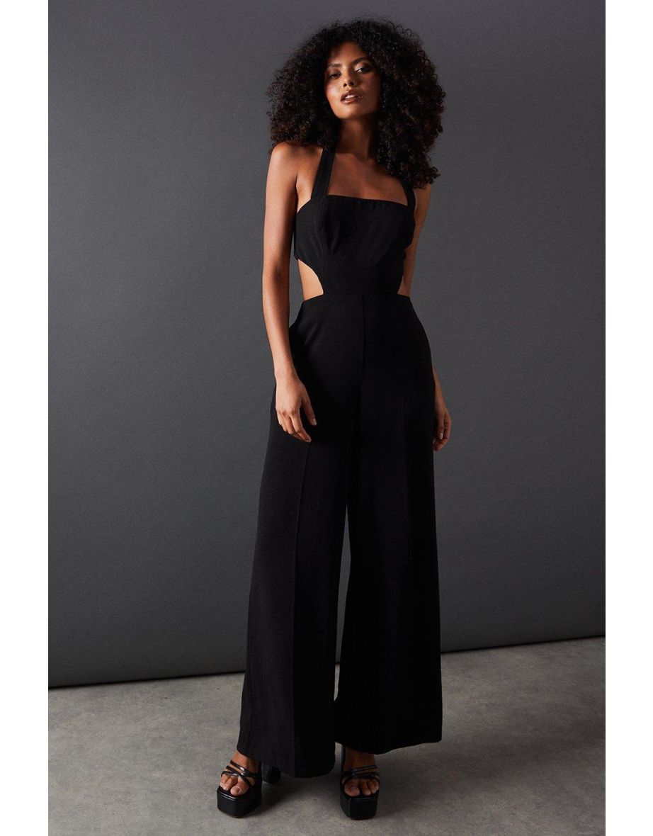 Open Back Halter Neck Wide Leg Jumpsuit