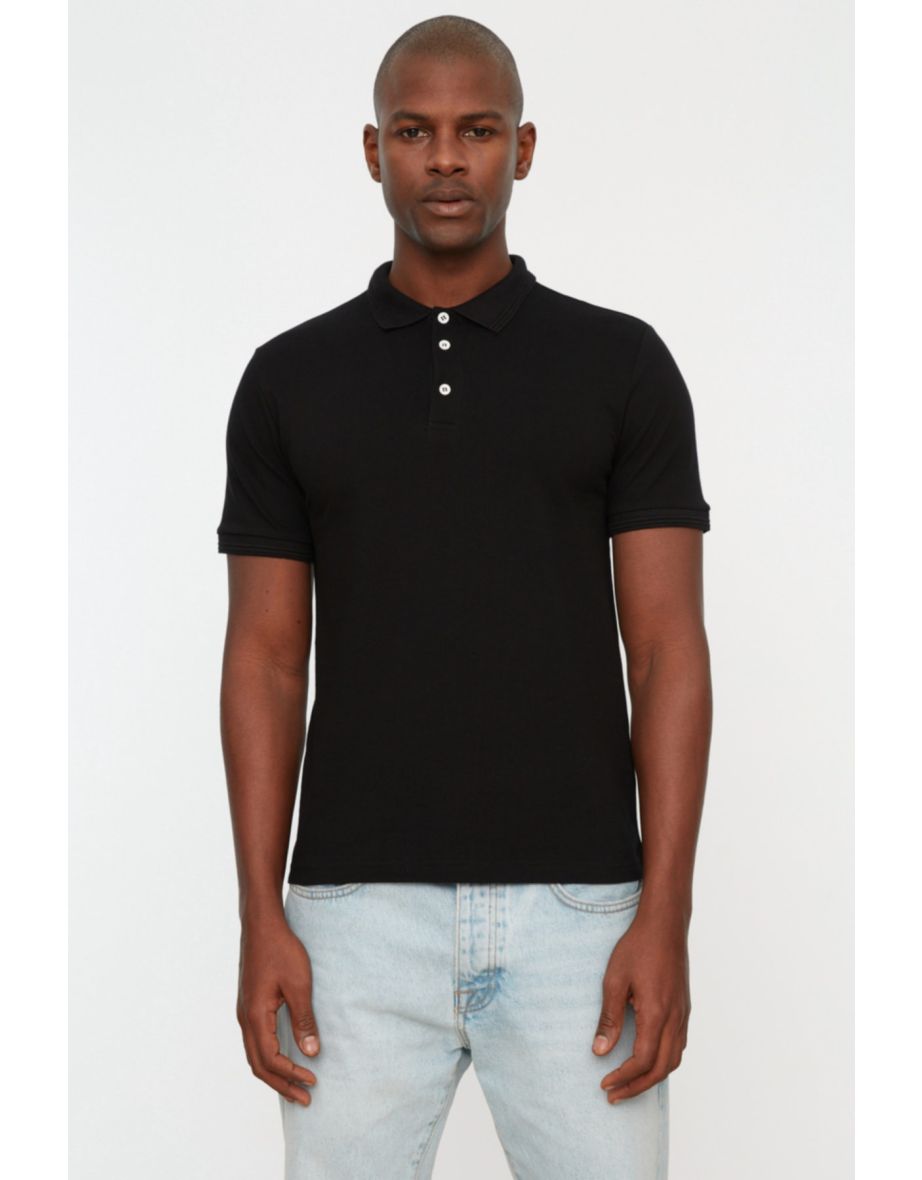 Polo T-shirt - Black - Slim fit