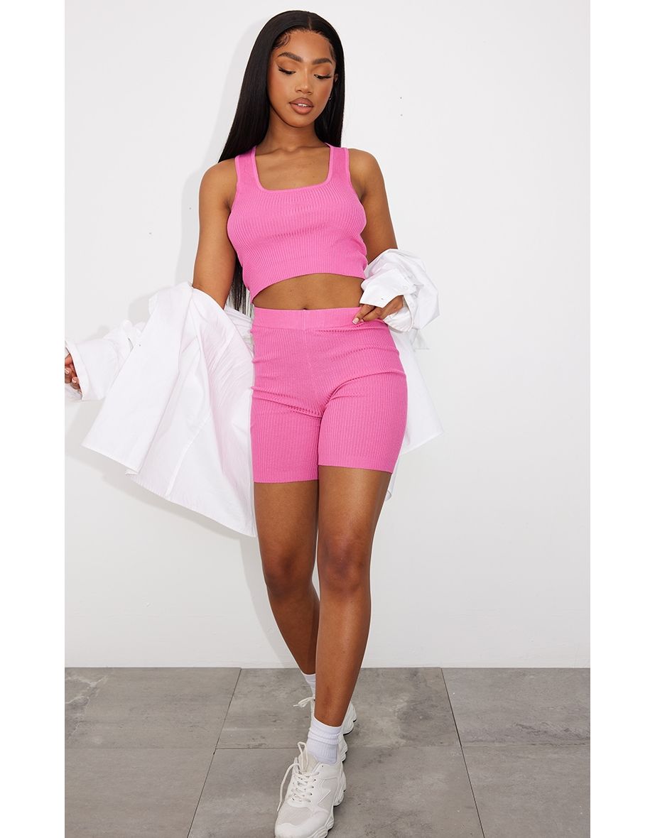 Bright pink cycling shorts on sale