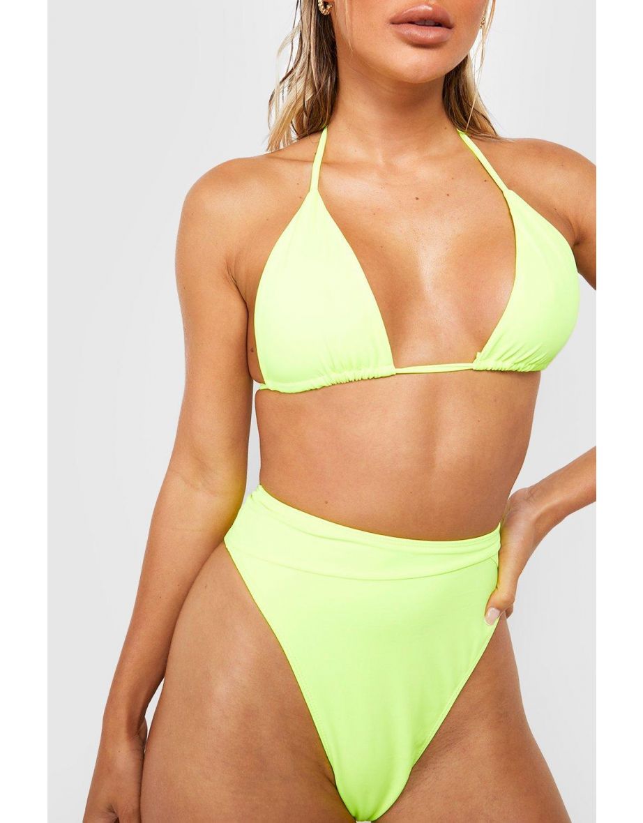 Seam Detail High Waisted Bikini Brief - neon-yellow - 2
