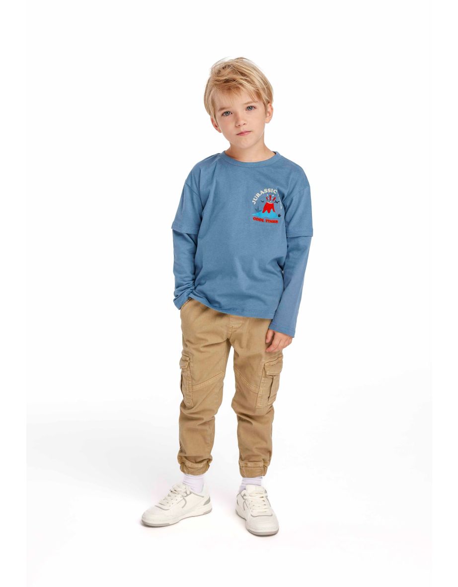 Boys Double Layer Long Sleeve T-shirt With Print - 3