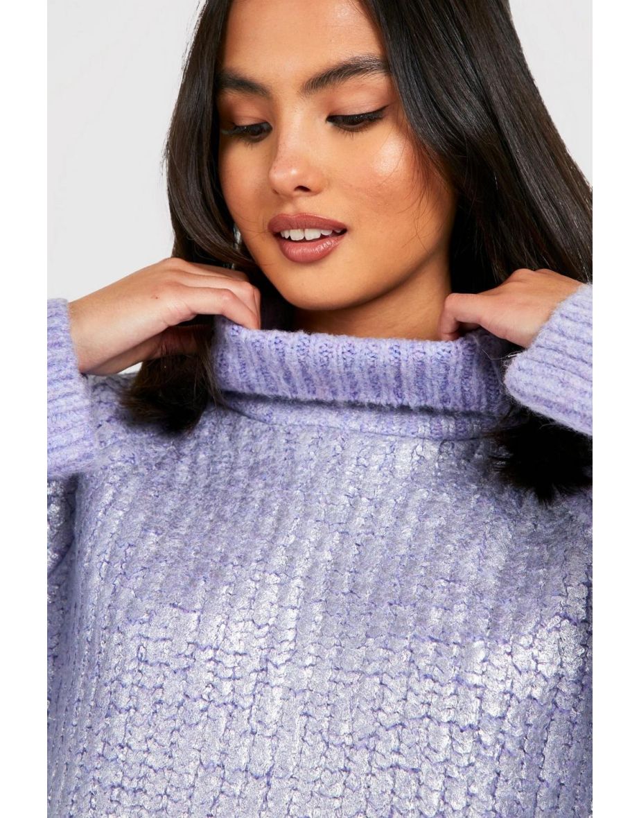 Metallic Coated Jumper Dress - lilac - 3