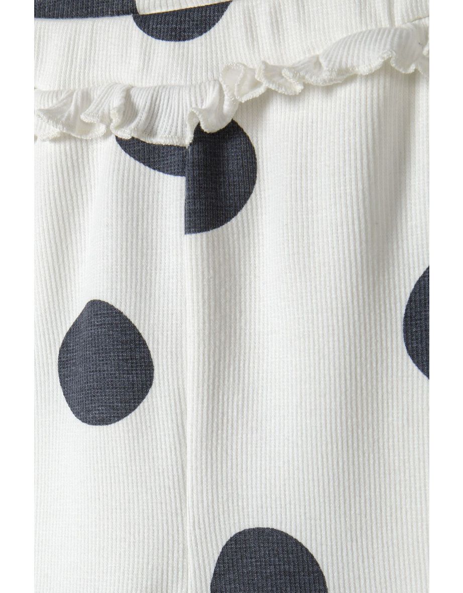 Girls Spotty Rib Legging With Frill At Waist - 2