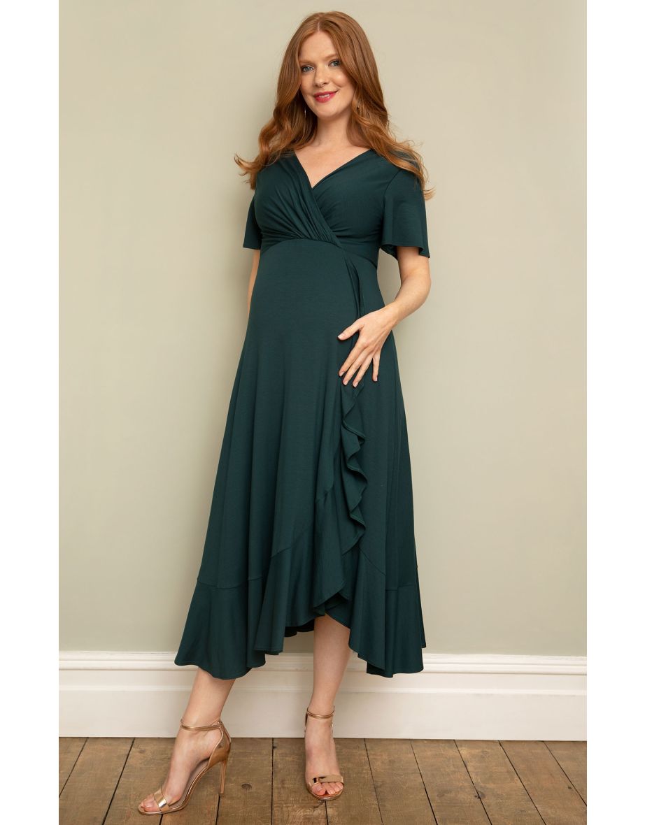 Waterfall Midi Dress Deep Green