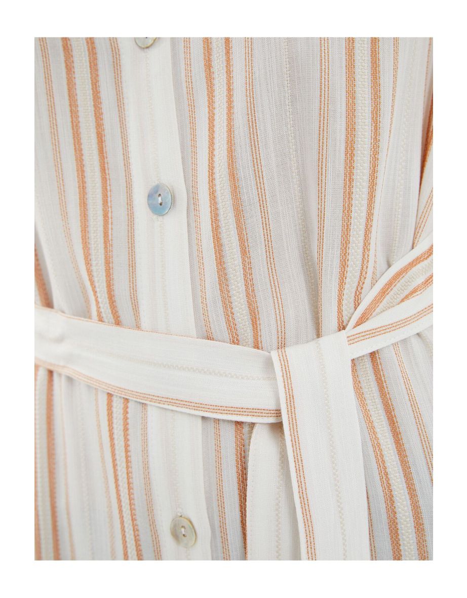 Long Sleeve Belted Viscose Midaxi Shirt Dress - 5