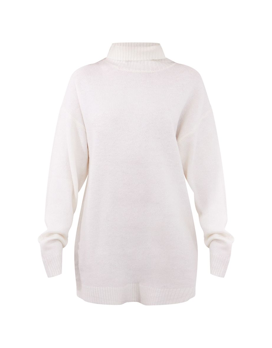 Petite Oatmeal Knitted Slouchy Jumper Dress - 4