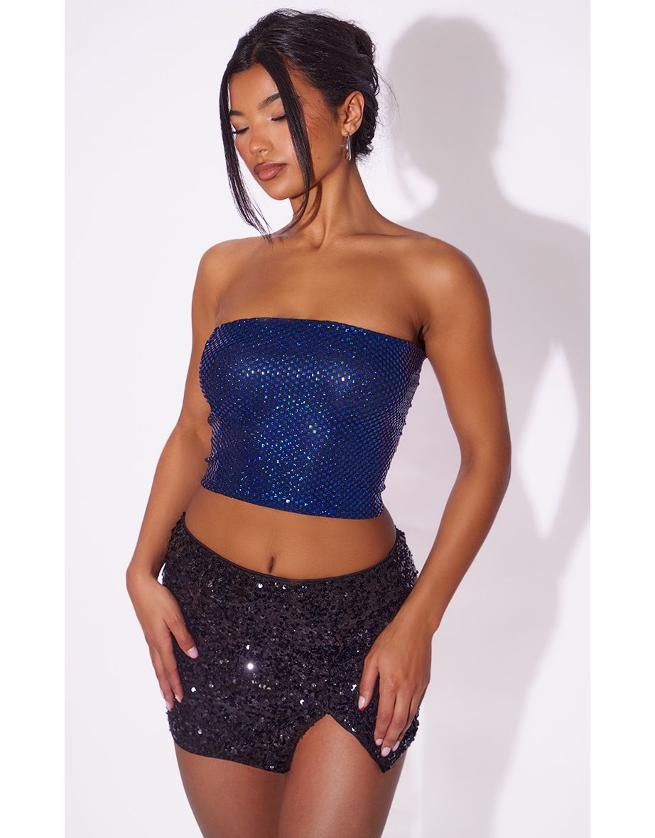 Sequin Bandeau Crop Top