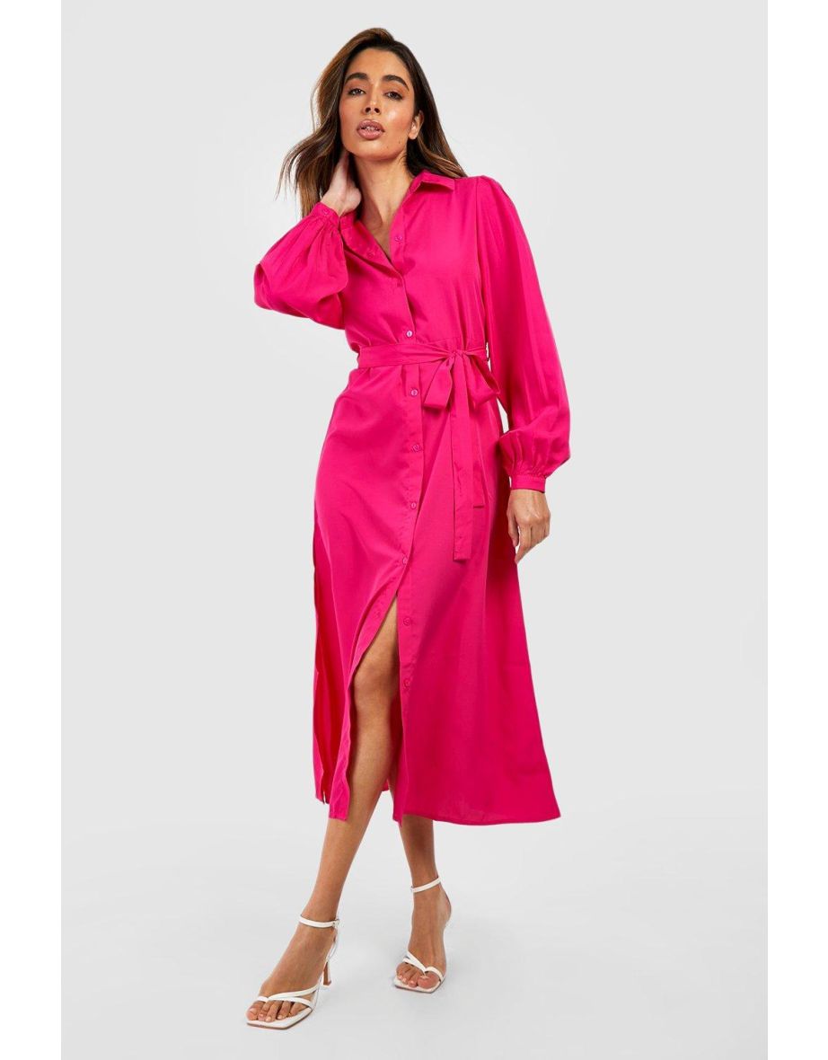 The Midaxi Shirt Dress - hot pink