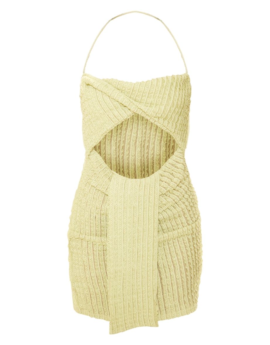 Sage Textured Twist Cut Out Drape Detail Bodycon Dress - 4
