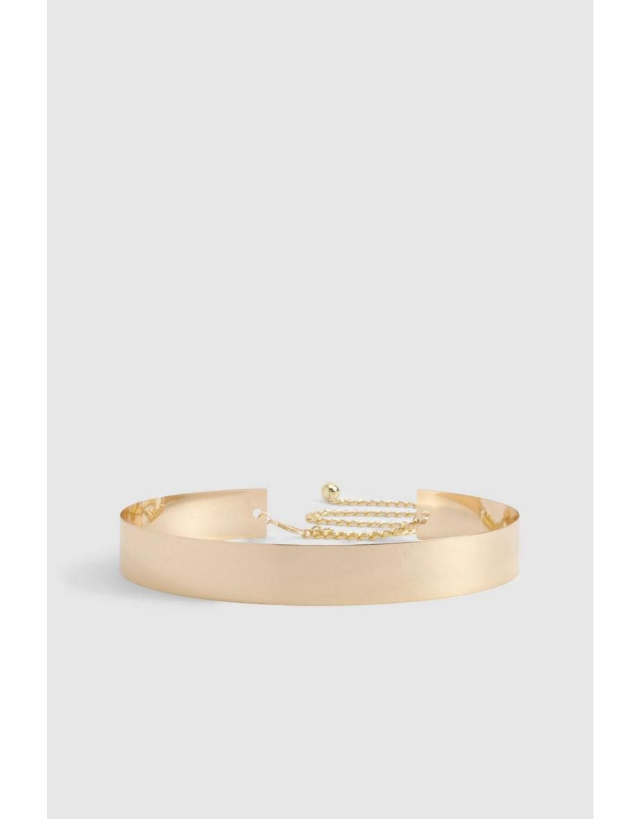Gold Metal Chunky Waist Belt - gold - 2