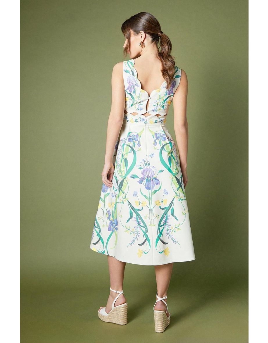 Cut Out Crepe Midi Dress - 3