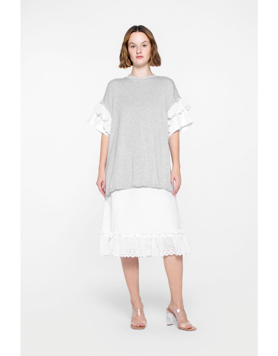 Round Neck Midi Grey Sports Dress