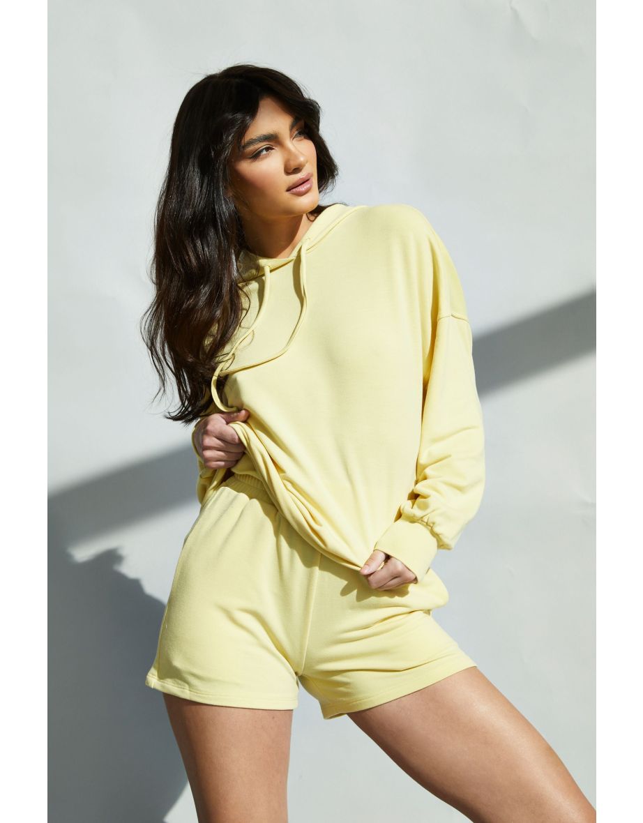 Glamorous Lemon Yellow High Waisted Loungewear Shorts - 3