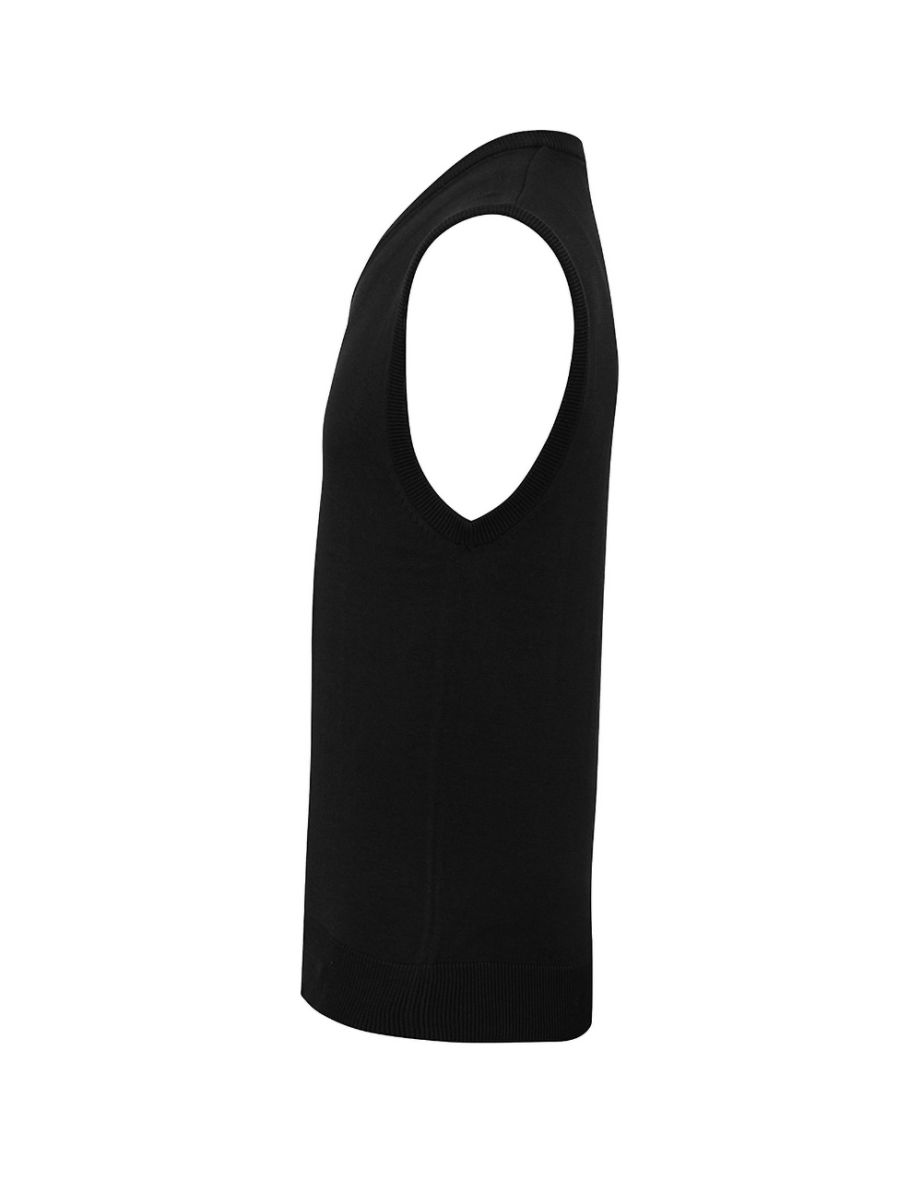 Premier Mens Sleeveless Cotton Acrylic V Neck Sweater - Black - 2