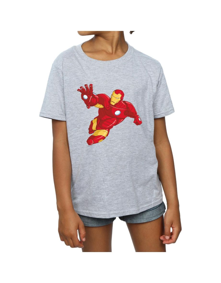 Marvel Girls Iron Man Simple Cotton T-Shirt - Sports Grey - 3