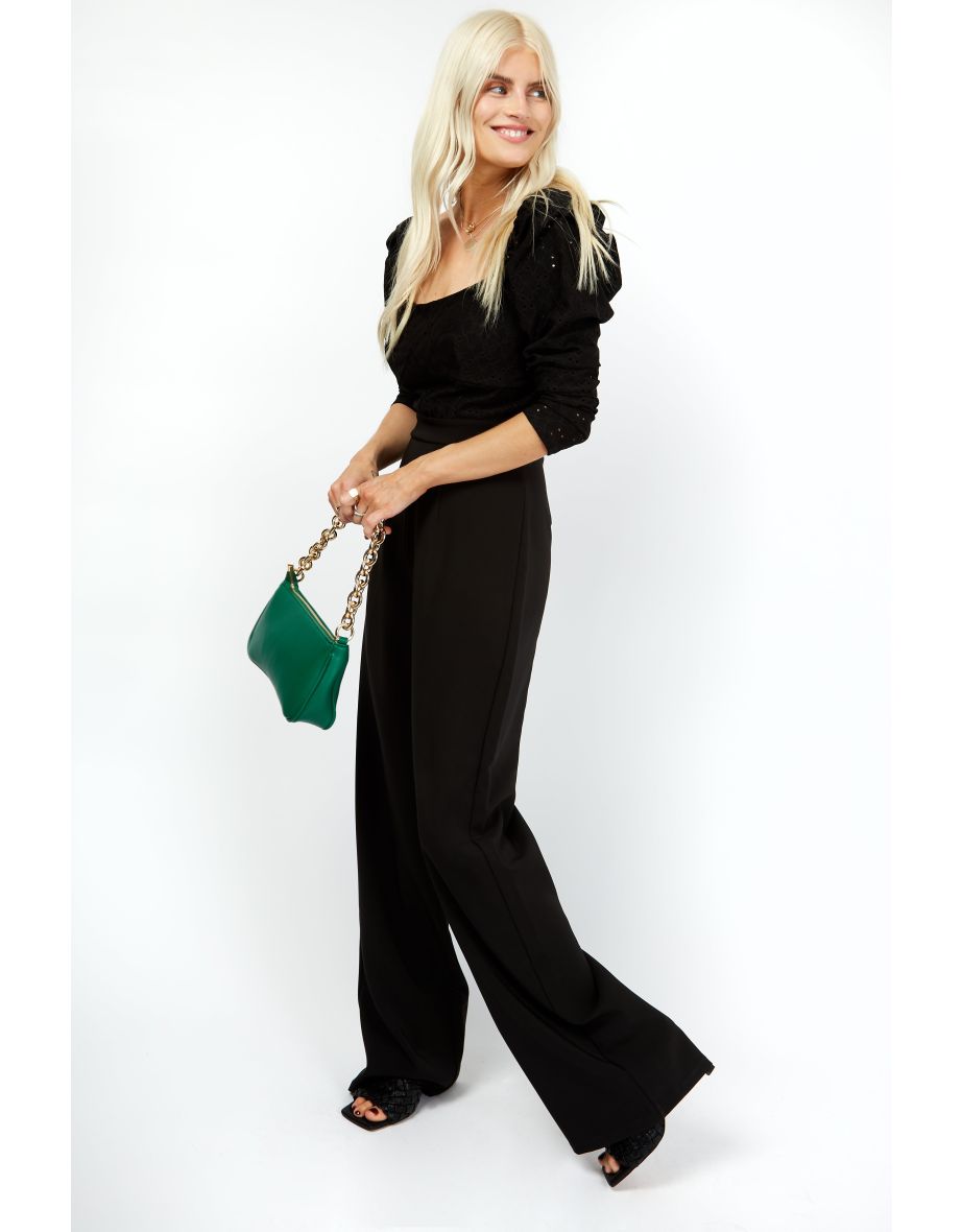 Corbie Black Broderie Wide Leg Jumpsuit